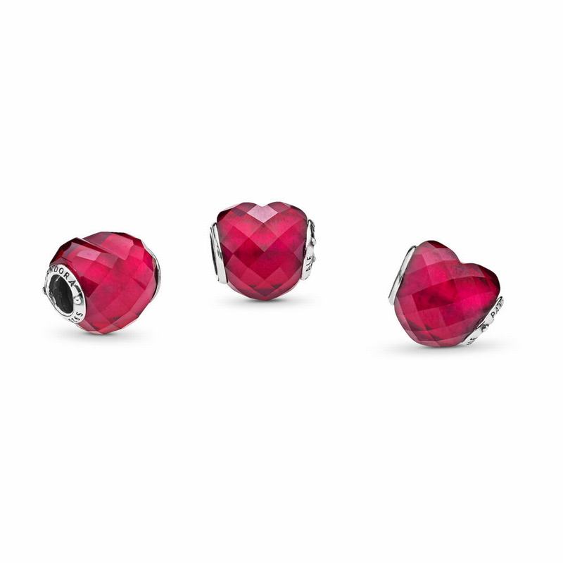 Pandora Fuchsia Pink Heart Charm - Sterling Silver/Pink/Crystal - Canada | EA6174LY